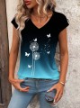 Kolorowy t-shirt ombre nadruk (M)
