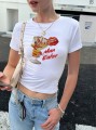Biały t-shirt nadruk (S)