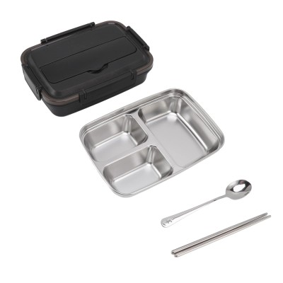 Czarny lunch box sztućce