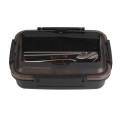 Czarny lunch box sztućce