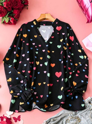 Czarna bluzka kolorowe serca (4XL)