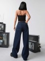 Granatowe proste jeansy (34)