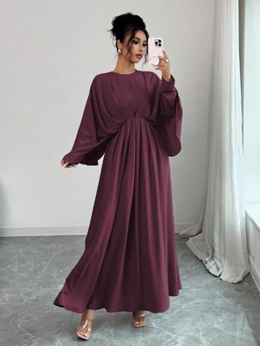 Burgundowa sukienka maxi (XL)