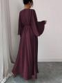 Burgundowa sukienka maxi (XL)