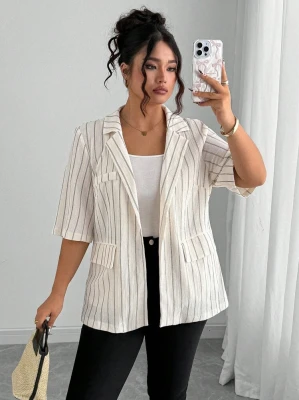 Ecru marynarka rękaw 3/4 paski (3XL)