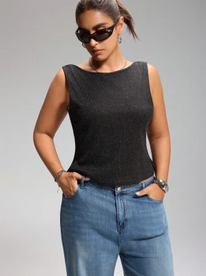 Czarna błyszcząca bluzka (4XL)