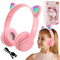 Różowe bezprzewodowe słuchawki cat ears