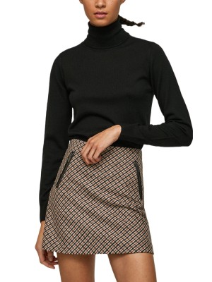 Czarny wełniany sweter golf (XS)