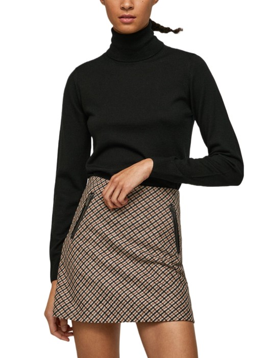 Czarny wełniany sweter golf (XS)