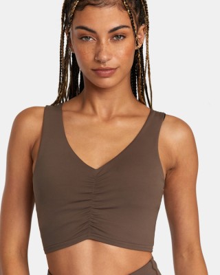 Krótki top marszczenie khaki (XS)