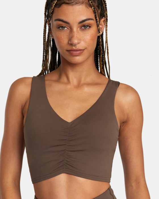 Krótki top marszczenie khaki (XS)