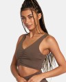 Krótki top marszczenie khaki (XS)