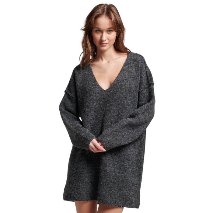 Luźna szara sukienka wełna (38)