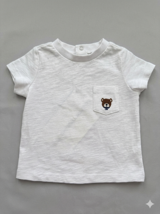 Biały t-shirt zatrzaski (3-6M)