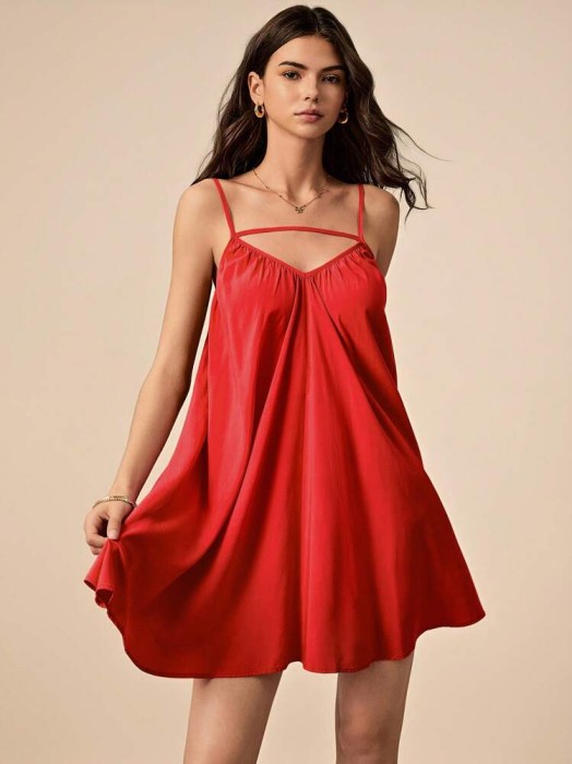 Czerwona luźna sukienka mini (L)