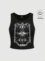 Czarny top nadruk (0XL)