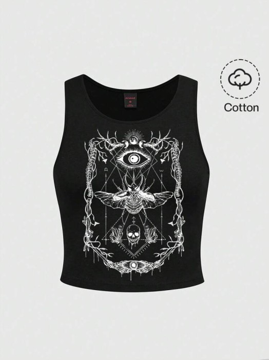 Czarny top nadruk (0XL)
