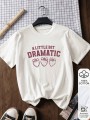 Biały bawełniany t-shirt nadruk (2XL)