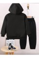 Czarny dres spodnie bluza nadruk (7L)