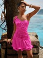 Różowa plisowana sukienka mini (M)