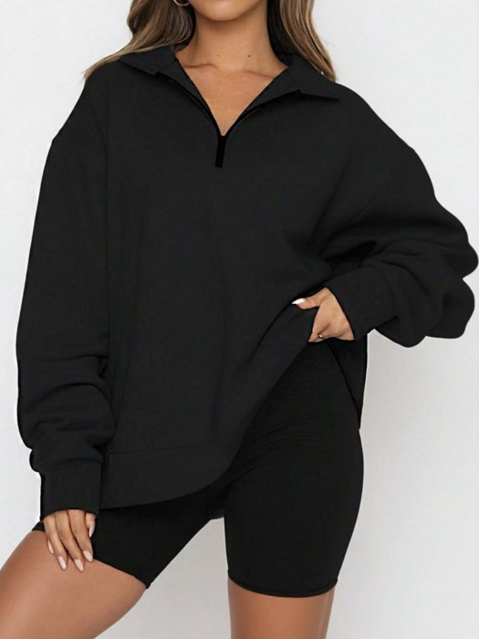 Czarna luźna bluza zamek (XL)