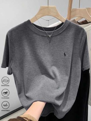 Szara melanżowa koszulka haft (2XL)