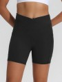 Czarne krótkie legginsy kieszenie (XL)