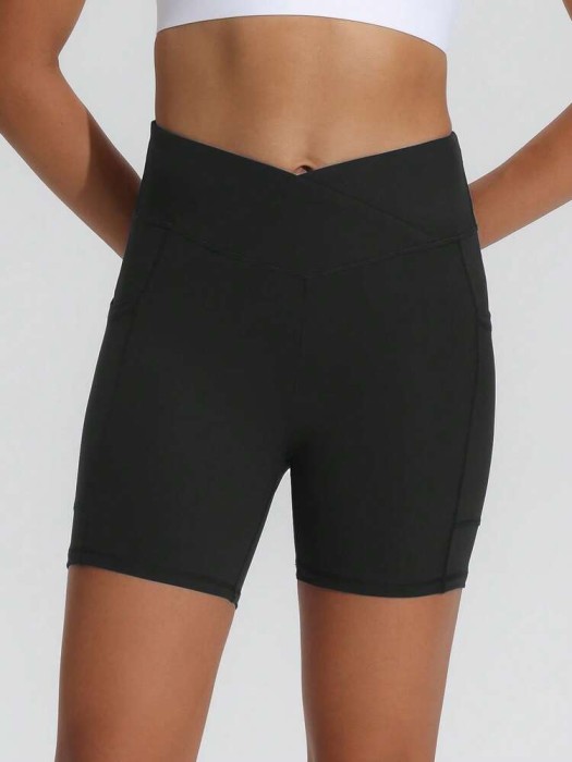 Czarne krótkie legginsy kieszenie (XL)