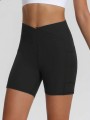 Czarne krótkie legginsy kieszenie (XL)