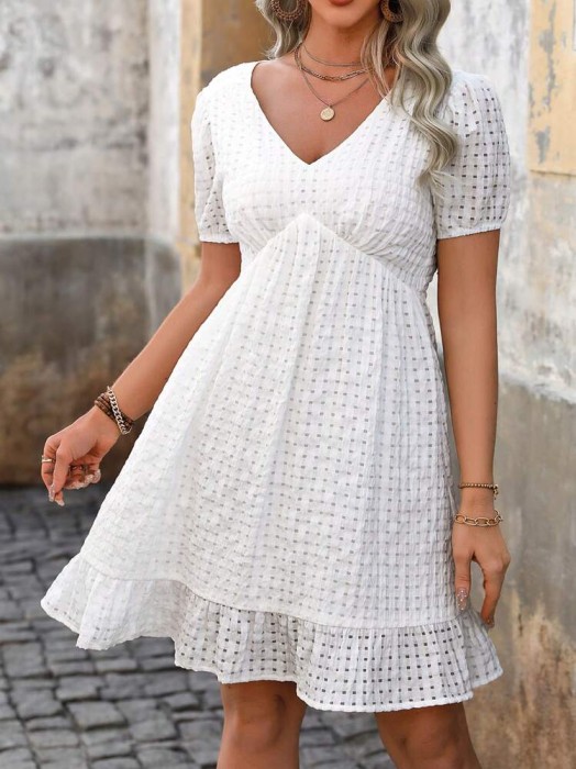 Biała sukienka krótkie rękawy (M)