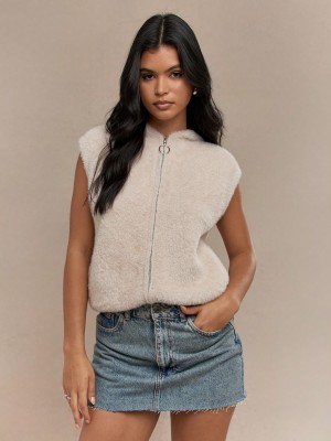 Futrzana kamizelka kaptur (XL)