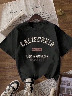 Czarna koszulka nadruk (L)