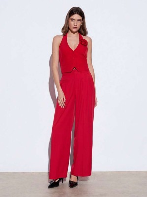 Czerwone proste spodnie (M)