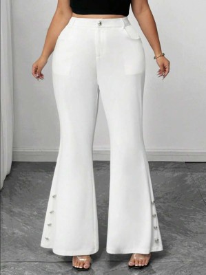 Białe spodnie ozdobne guziki (1XL)