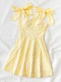 Żółta sukienka wiązane ramiączka (XS)