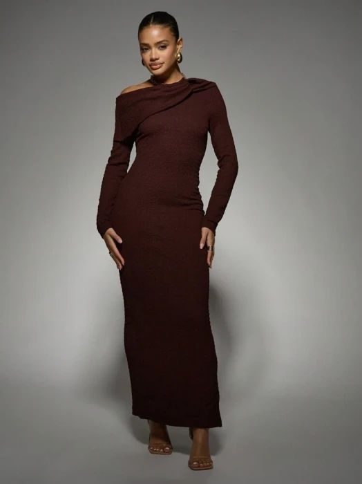 Brązowa sukienka maxi (S)