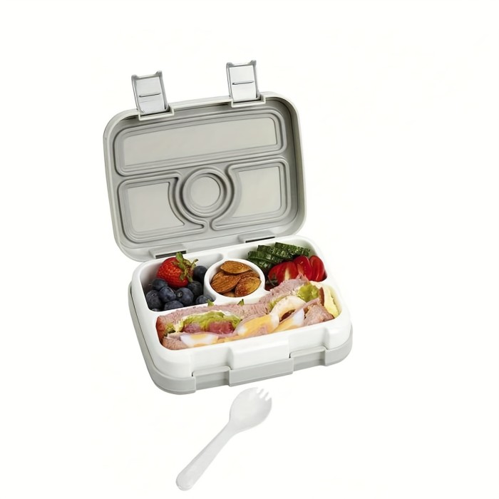 Szary lunchbox łyźkowidelec
