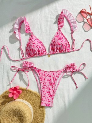 Różowy strój dwuczęściowy wzór (L)