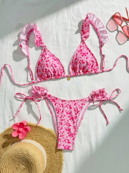 Różowy strój dwuczęściowy wzór (L)