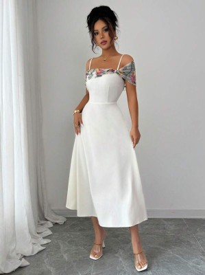 Ecru sukienka midi hafty (XL)