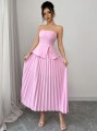 Różowa plisowana sukienka midi (XL)