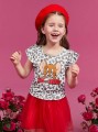 Biały t-shirt wzór nadruk (5L)