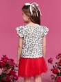 Biały t-shirt wzór nadruk (5L)