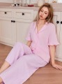Różowa piżama spodnie koszulowa góra (L)