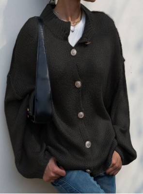 Czarny luźny kardigan guziki (M)