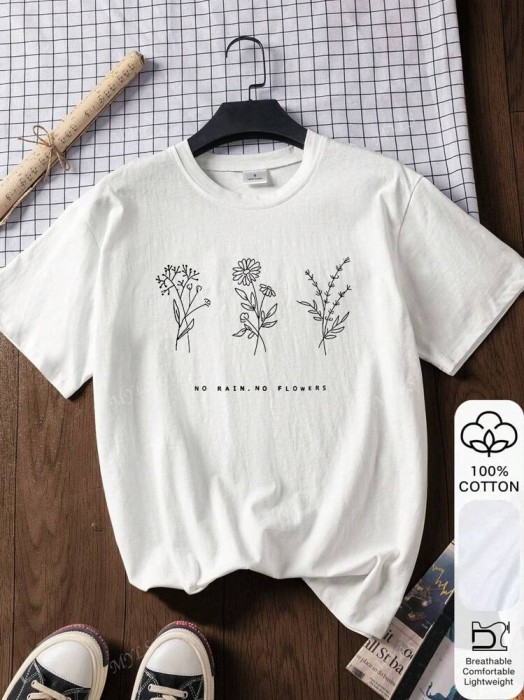 Biały bawełniany t-shirt nadruk (XL)