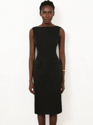 Czarna sukienka bez rękawów kieszenie (L)