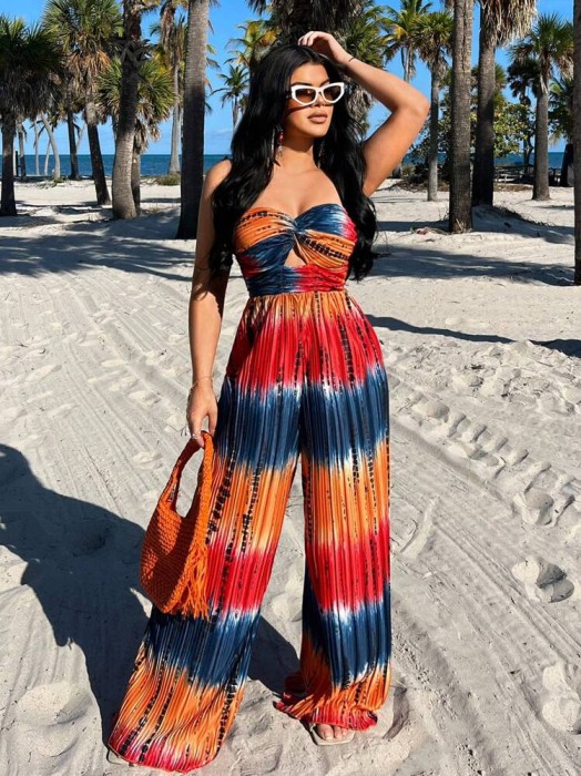 Kolorowy plisowany kombinezon (M)