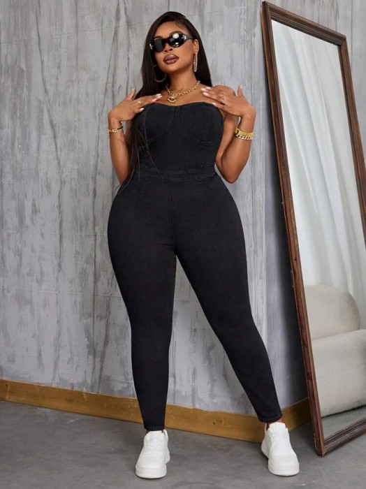 Czarny jeansowy kombinezon (2XL)
