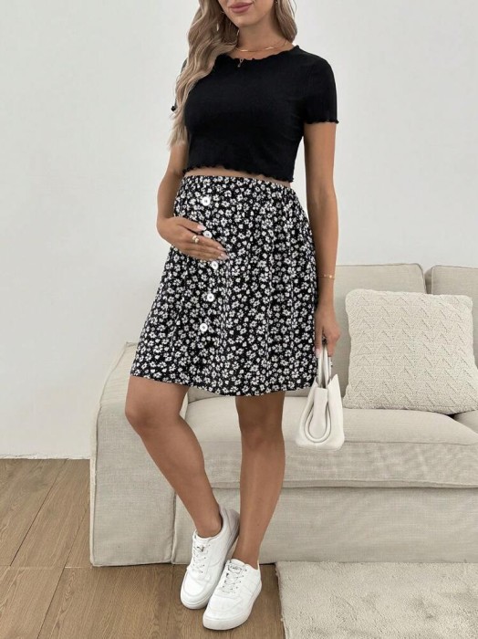 Dwuczęściowy komplet wzór kwiaty (XL)